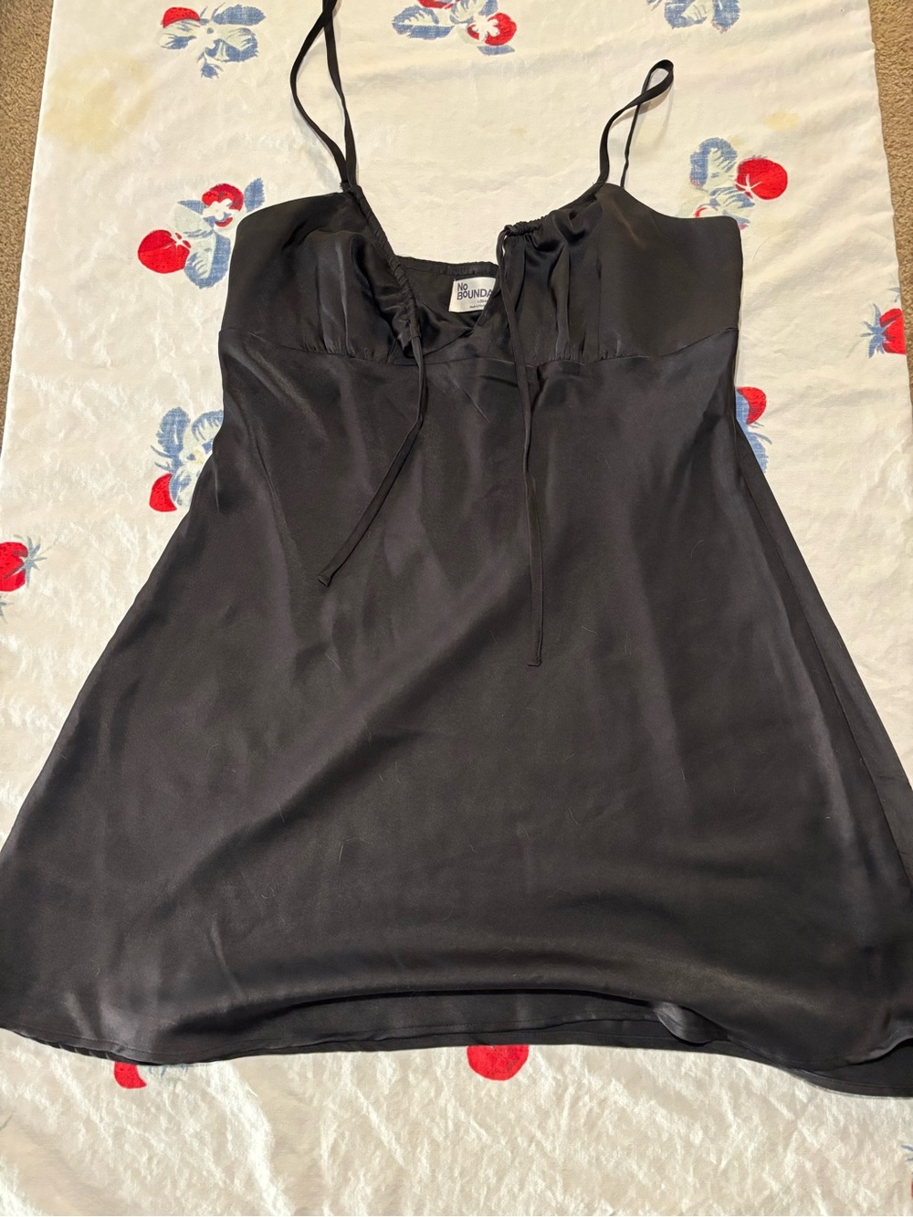 No Boundaries Black Satin Mini Dress